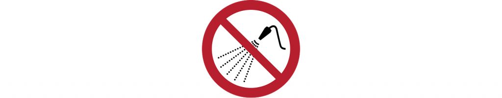 Icon: Mit Wasser spritzen verboten